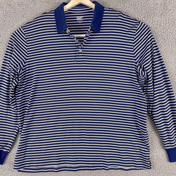 Lands End Polo Shirt Mens XL Stripe Long Sleeve Traditional Fit‎ Casual Golf - Picture 1 of 10